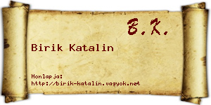 Birik Katalin névjegykártya